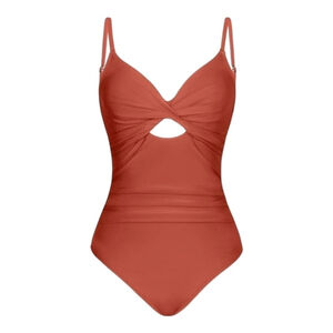 Cupshe Womens Red Adjustable Straps Ruched Front One-Piece Swimsuit Size S